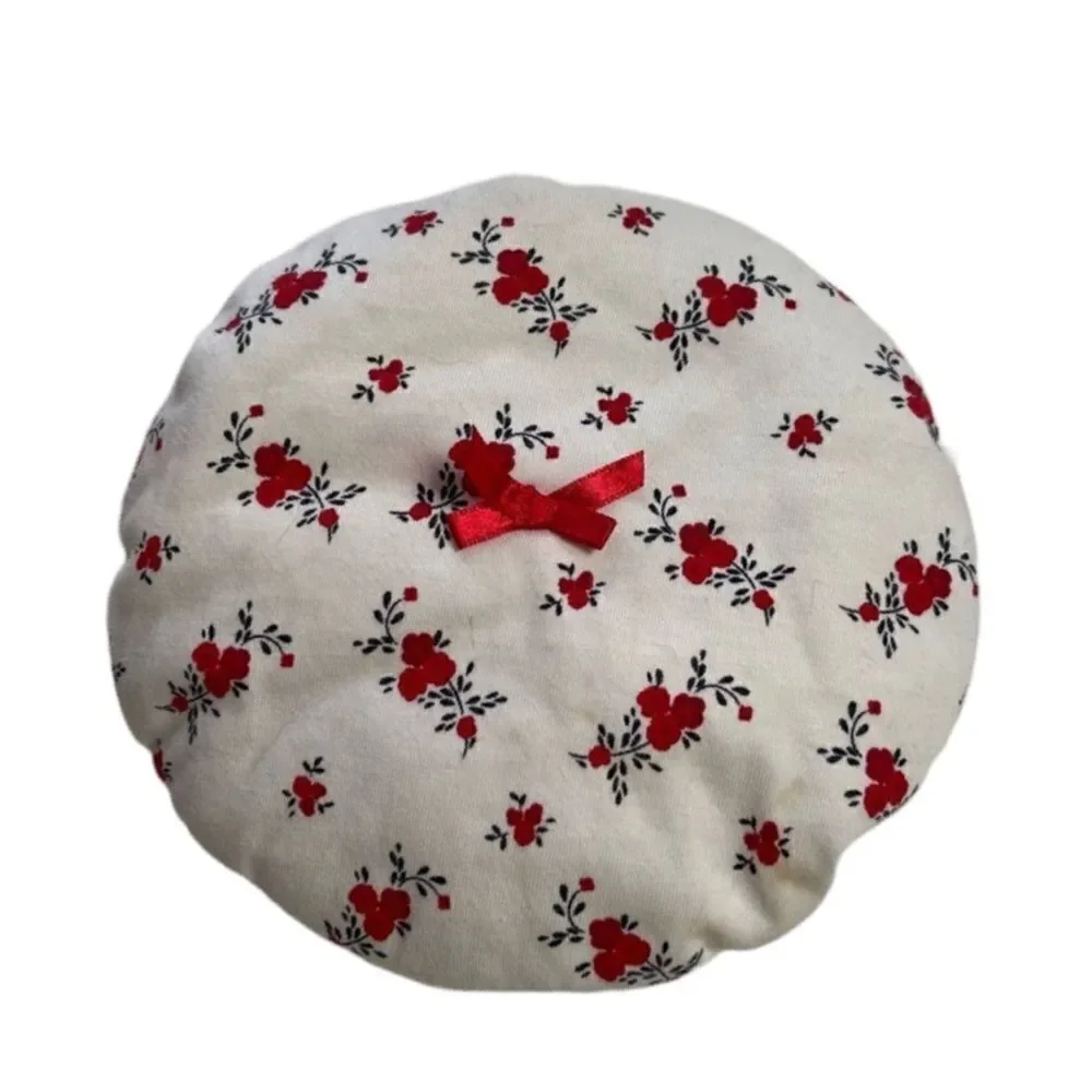 Vintage 1980s Floral Baby Beret Hat